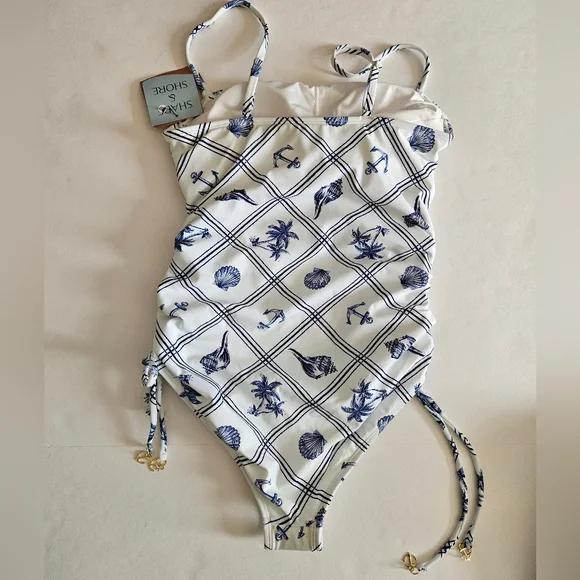 Nwt Shade And Shore Medium Nautical Beach Bathing Suit - Picture 3 of 8